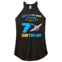 Out of my way it's my 7th birthday aviation airplane Women's Perfect Tri Rocker Tank