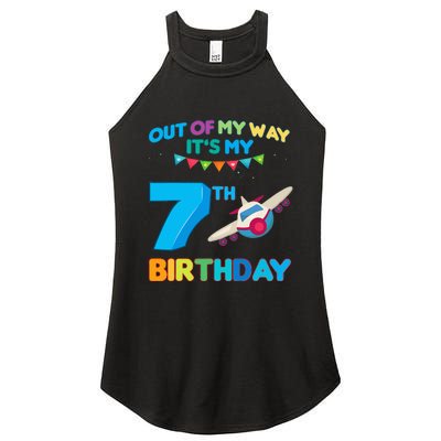 Out of my way it's my 7th birthday aviation airplane Women's Perfect Tri Rocker Tank