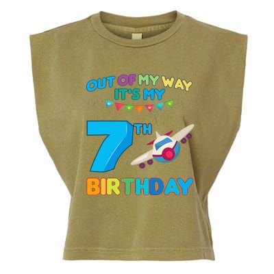 Out of my way it's my 7th birthday aviation airplane Garment-Dyed Women's Muscle Tee