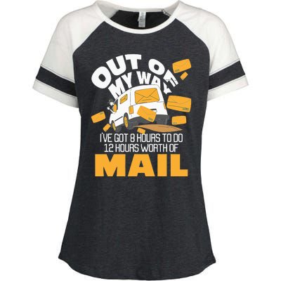 Out Of My Way Postal Worker Mailman Postman Mail Carrier Enza Ladies Jersey Colorblock Tee