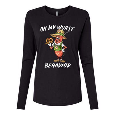 Oktoberfest On My Wurst Behavior Womens Cotton Relaxed Long Sleeve T-Shirt