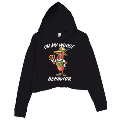 Oktoberfest On My Wurst Behavior Crop Fleece Hoodie