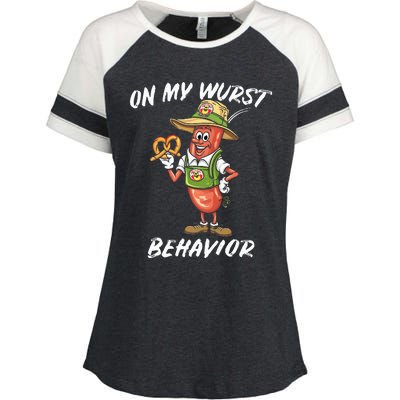 Oktoberfest On My Wurst Behavior Enza Ladies Jersey Colorblock Tee