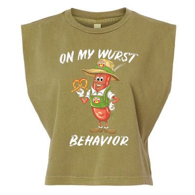 Oktoberfest On My Wurst Behavior Garment-Dyed Women's Muscle Tee