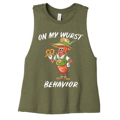 Oktoberfest On My Wurst Behavior Women's Racerback Cropped Tank