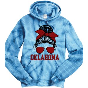 Oklahoma Ok Messy Bun Varsity Sports Tie Dye Hoodie