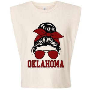 Oklahoma Ok Messy Bun Varsity Sports Garment-Dyed Women's Muscle Tee