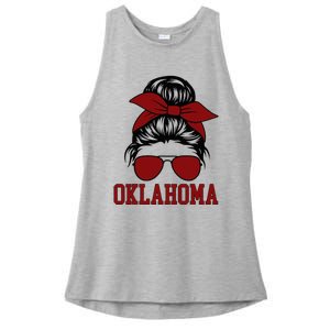 Oklahoma Ok Messy Bun Varsity Sports Ladies PosiCharge Tri-Blend Wicking Tank