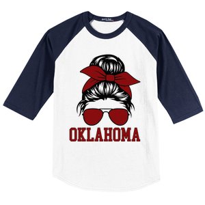 Oklahoma Ok Messy Bun Varsity Sports Baseball Sleeve Shirt