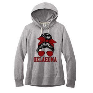 Oklahoma Ok Messy Bun Varsity Sports Women's Fleece Hoodie