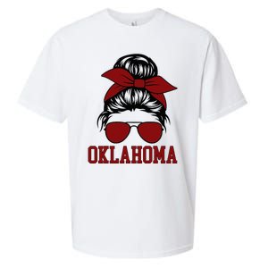 Oklahoma Ok Messy Bun Varsity Sports Sueded Cloud Jersey T-Shirt