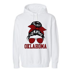 Oklahoma Ok Messy Bun Varsity Sports Garment-Dyed Fleece Hoodie