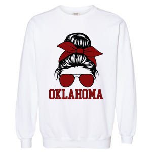 Oklahoma Ok Messy Bun Varsity Sports Garment-Dyed Sweatshirt