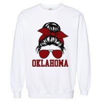 Oklahoma Ok Messy Bun Varsity Sports Garment-Dyed Sweatshirt