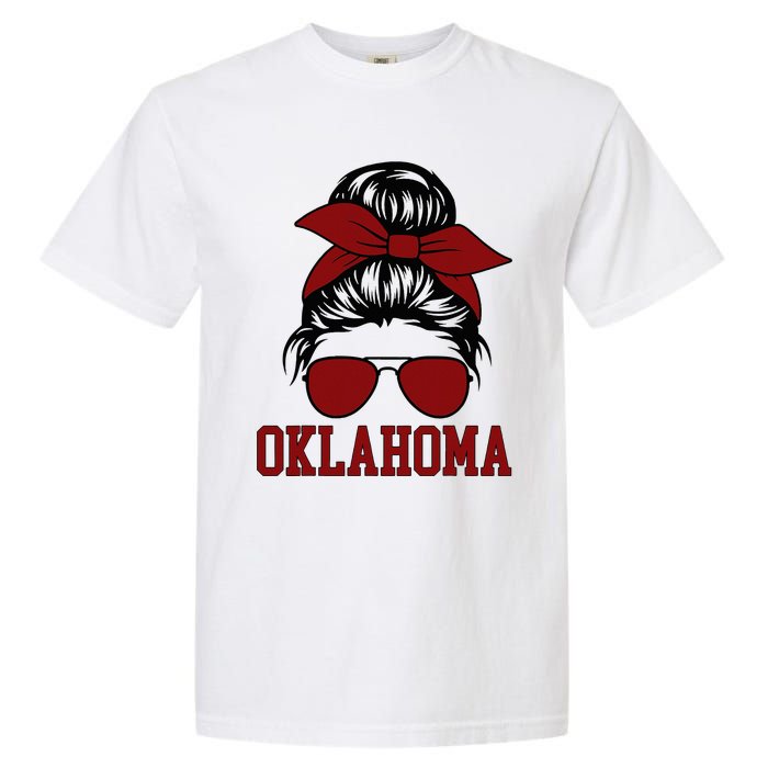 Oklahoma Ok Messy Bun Varsity Sports Garment-Dyed Heavyweight T-Shirt