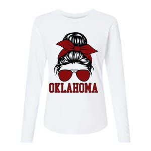 Oklahoma Ok Messy Bun Varsity Sports Womens Cotton Relaxed Long Sleeve T-Shirt