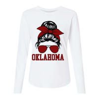 Oklahoma Ok Messy Bun Varsity Sports Womens Cotton Relaxed Long Sleeve T-Shirt