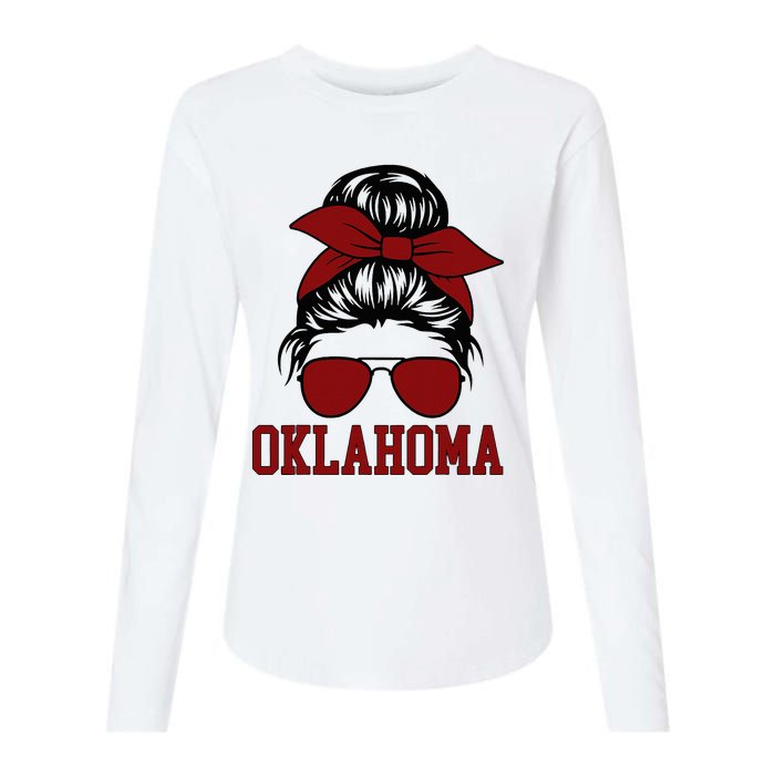 Oklahoma Ok Messy Bun Varsity Sports Womens Cotton Relaxed Long Sleeve T-Shirt