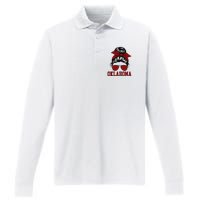 Oklahoma Ok Messy Bun Varsity Sports Performance Long Sleeve Polo