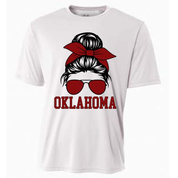 Oklahoma Ok Messy Bun Varsity Sports Cooling Performance Crew T-Shirt