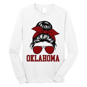 Oklahoma Ok Messy Bun Varsity Sports Long Sleeve Shirt