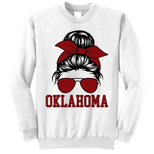 Oklahoma Ok Messy Bun Varsity Sports Sweatshirt