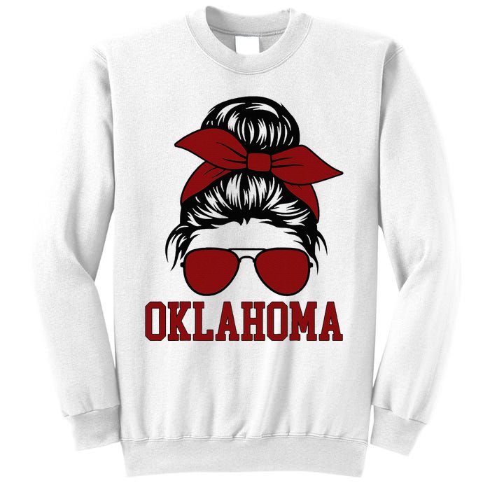 Oklahoma Ok Messy Bun Varsity Sports Sweatshirt