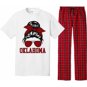 Oklahoma Ok Messy Bun Varsity Sports Pajama Set