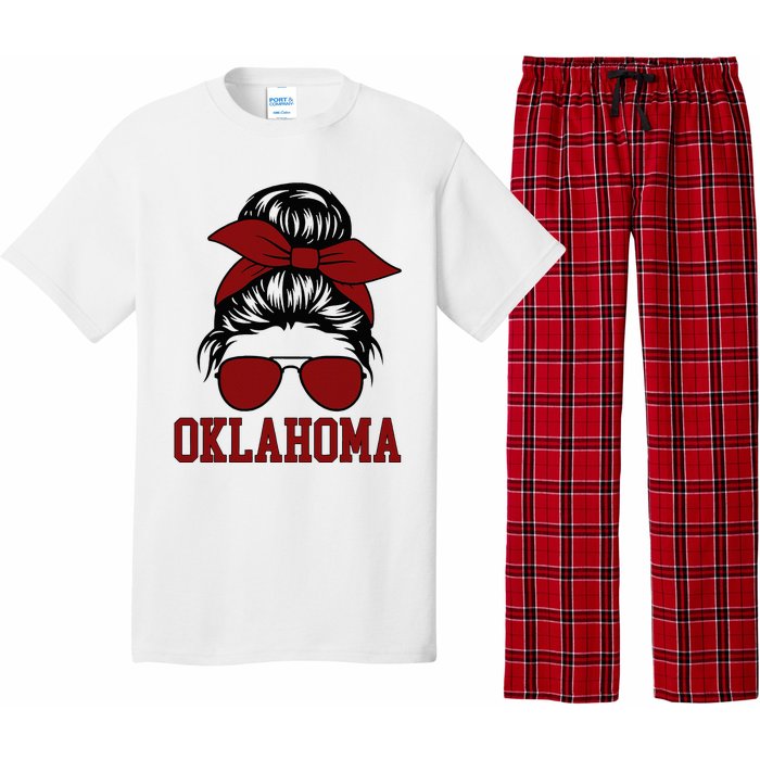 Oklahoma Ok Messy Bun Varsity Sports Pajama Set