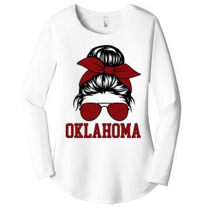 Oklahoma Ok Messy Bun Varsity Sports Women's Perfect Tri Tunic Long Sleeve Shirt