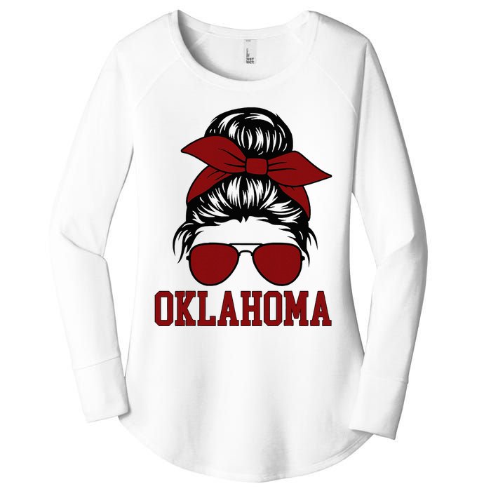 Oklahoma Ok Messy Bun Varsity Sports Women's Perfect Tri Tunic Long Sleeve Shirt