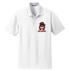 Oklahoma Ok Messy Bun Varsity Sports Dry Zone Grid Polo