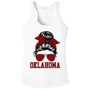 Oklahoma Ok Messy Bun Varsity Sports Ladies PosiCharge Competitor Racerback Tank