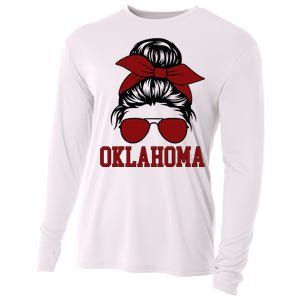 Oklahoma Ok Messy Bun Varsity Sports Cooling Performance Long Sleeve Crew