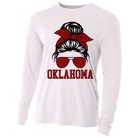 Oklahoma Ok Messy Bun Varsity Sports Cooling Performance Long Sleeve Crew