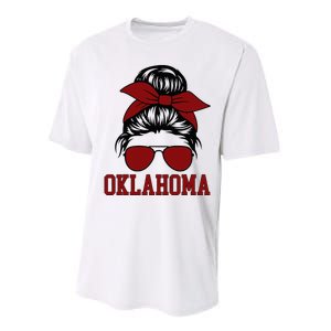 Oklahoma Ok Messy Bun Varsity Sports Performance Sprint T-Shirt