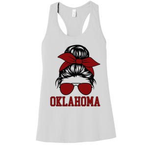 Oklahoma Ok Messy Bun Varsity Sports Women's Racerback Tank