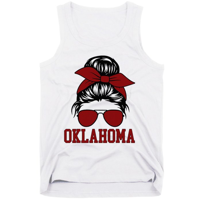 Oklahoma Ok Messy Bun Varsity Sports Tank Top