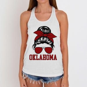 Oklahoma Ok Messy Bun Varsity Sports Women's Knotted Racerback Tank