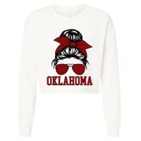 Oklahoma Ok Messy Bun Varsity Sports Cropped Pullover Crew