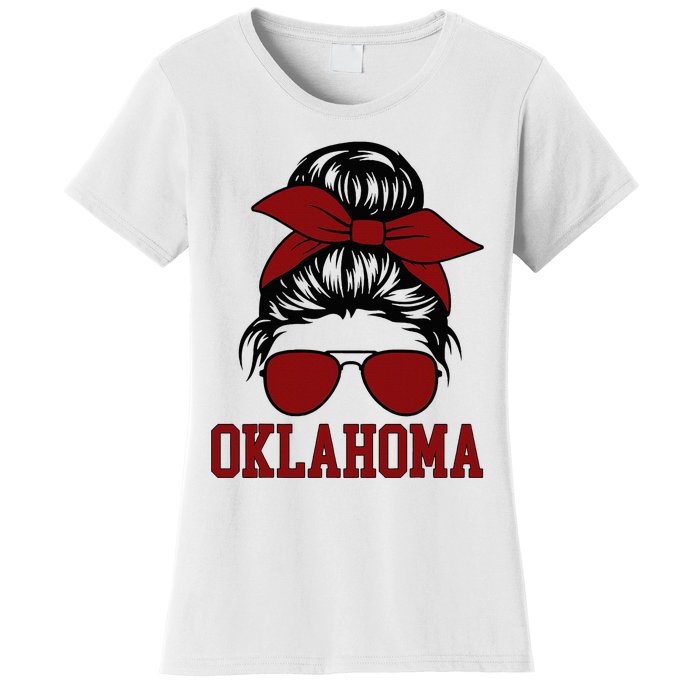 Oklahoma Ok Messy Bun Varsity Sports Women's T-Shirt