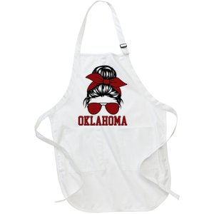 Oklahoma Ok Messy Bun Varsity Sports Full-Length Apron With Pockets