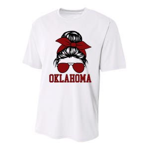 Oklahoma Ok Messy Bun Varsity Sports Youth Performance Sprint T-Shirt