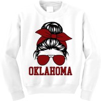 Oklahoma Ok Messy Bun Varsity Sports Kids Sweatshirt