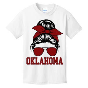 Oklahoma Ok Messy Bun Varsity Sports Kids T-Shirt