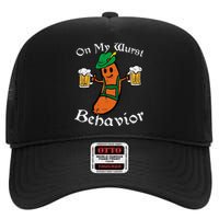 Oktoberfest On My Wurst Behavior Funny German High Crown Mesh Back Trucker Hat