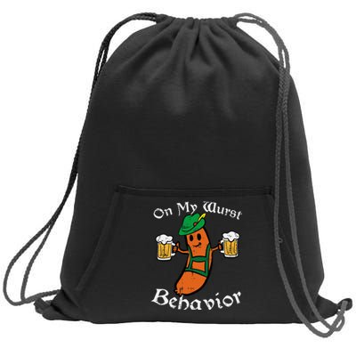 Oktoberfest On My Wurst Behavior Funny German Sweatshirt Cinch Pack Bag