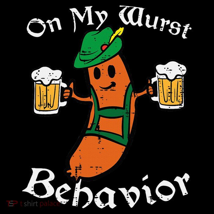 Oktoberfest On My Wurst Behavior Funny German Flatbill Hat