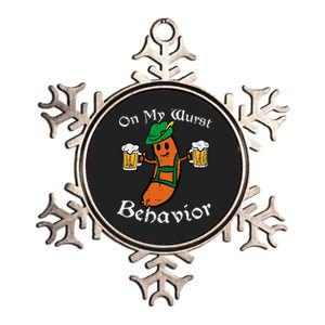 Oktoberfest On My Wurst Behavior Funny German Metallic Star Ornament