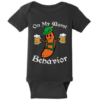 Oktoberfest On My Wurst Behavior Funny German Baby Bodysuit